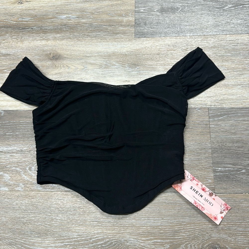 New with tags SHEIN ruched corset top black size small